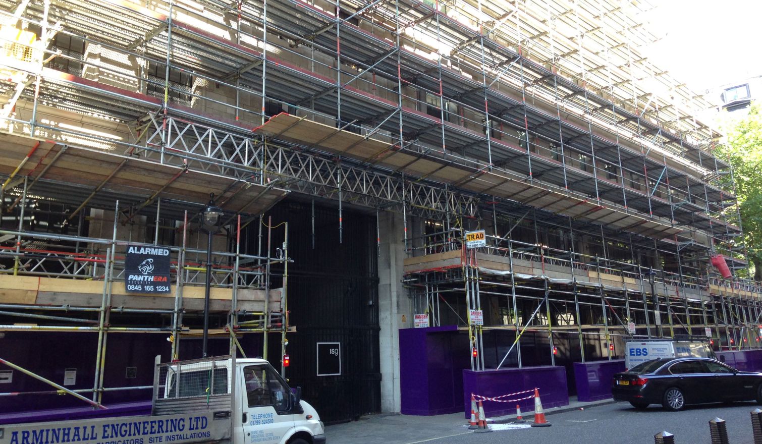 Bush House - Layher Allround Access and Pavement Gantries for Stone Cleaning and Refurbishment