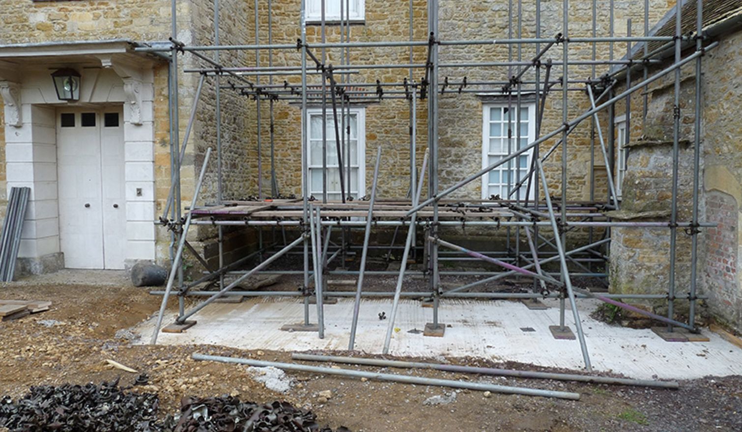 Shanks House - Freestanding Layher Temporary Roof & Access Scaffold